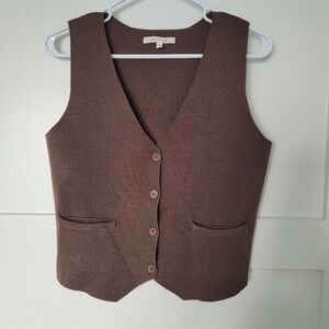 Chocolate Brown Button-Up Sweater Vest Size Small
